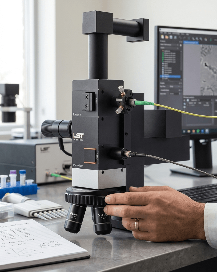 Scanning photocurrent microscope in a laboratory